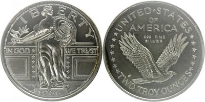 USA 2 Unzen Silber - Standing Liberty 1986 +.jpg