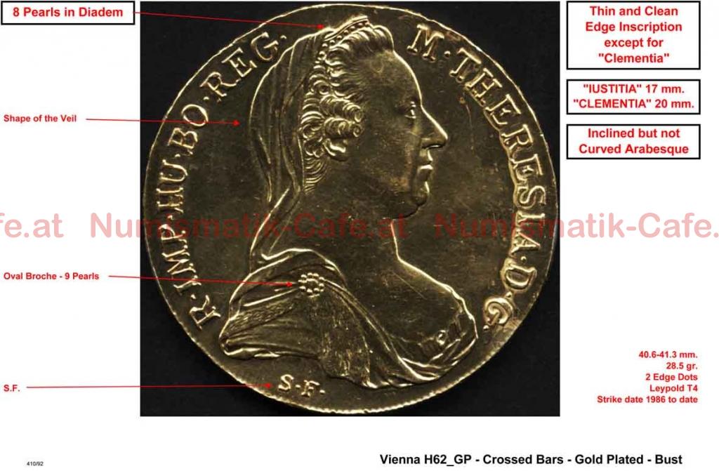 SF - Vienna - H62 GP - Crossed Bars - Gold Plated - Bust LR
