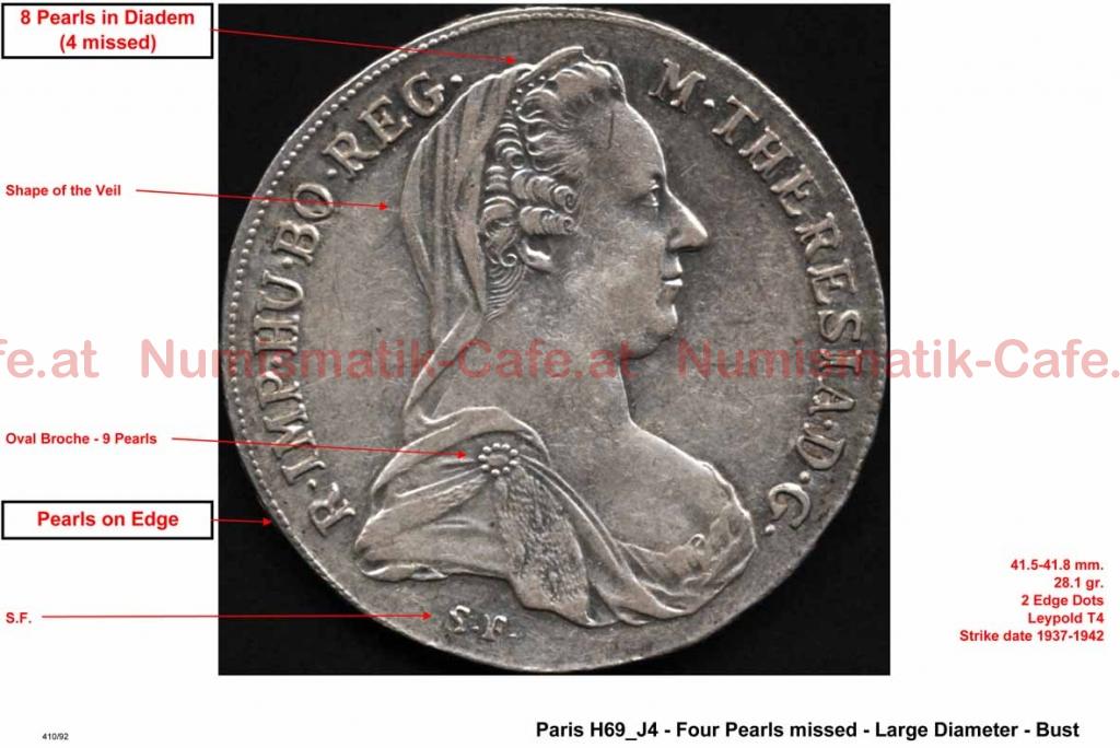 SF - Paris - H69 J4 - Four Pearls missed - Large Diameter - Bust LR