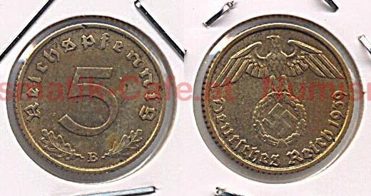 J.363 5 Reichspfennig 1939 B