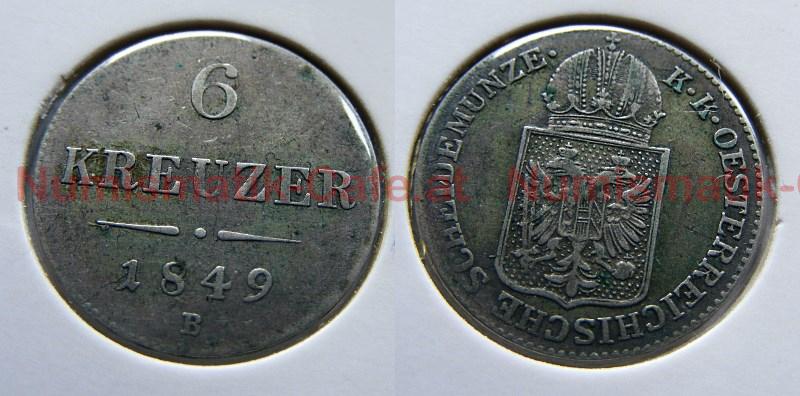 6 Kreuzer 1849 B (Kremnitz)