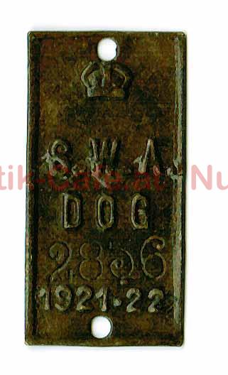 SWA Hundemarke 1921-22, Hochformat