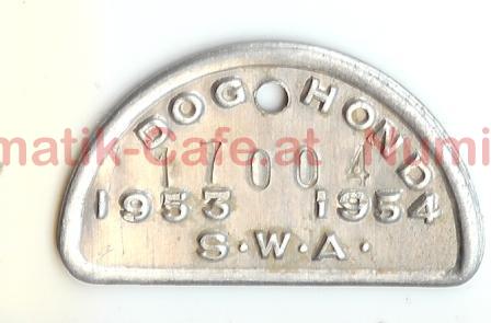 SWA Hundemarke 1953 - 1954 halbrund