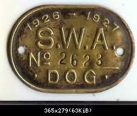 SWA Hundemarke 1926 - 1927