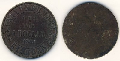 Indonesia Token Unternehmung Kisaran 1 Dollar 1888 Afr.jpg