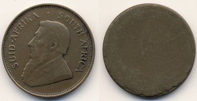 RSA Fälschung Krügerrand Alu bronzefarben einseitig afr.jpg