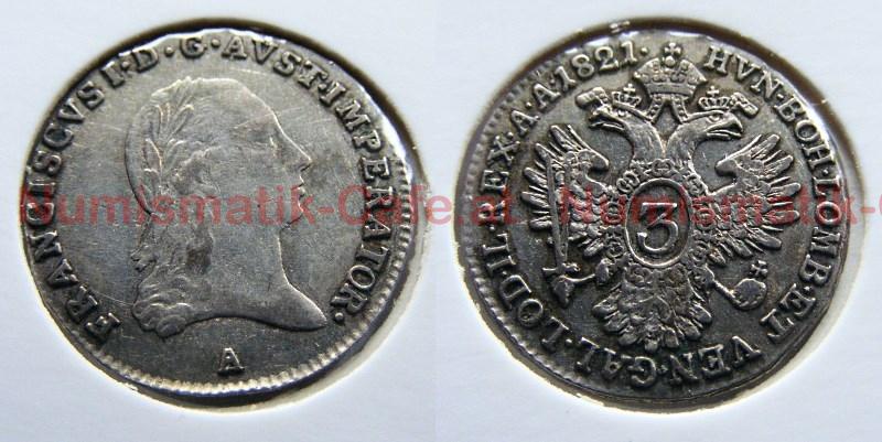 3 Kreuzer 1821 A (Wien)